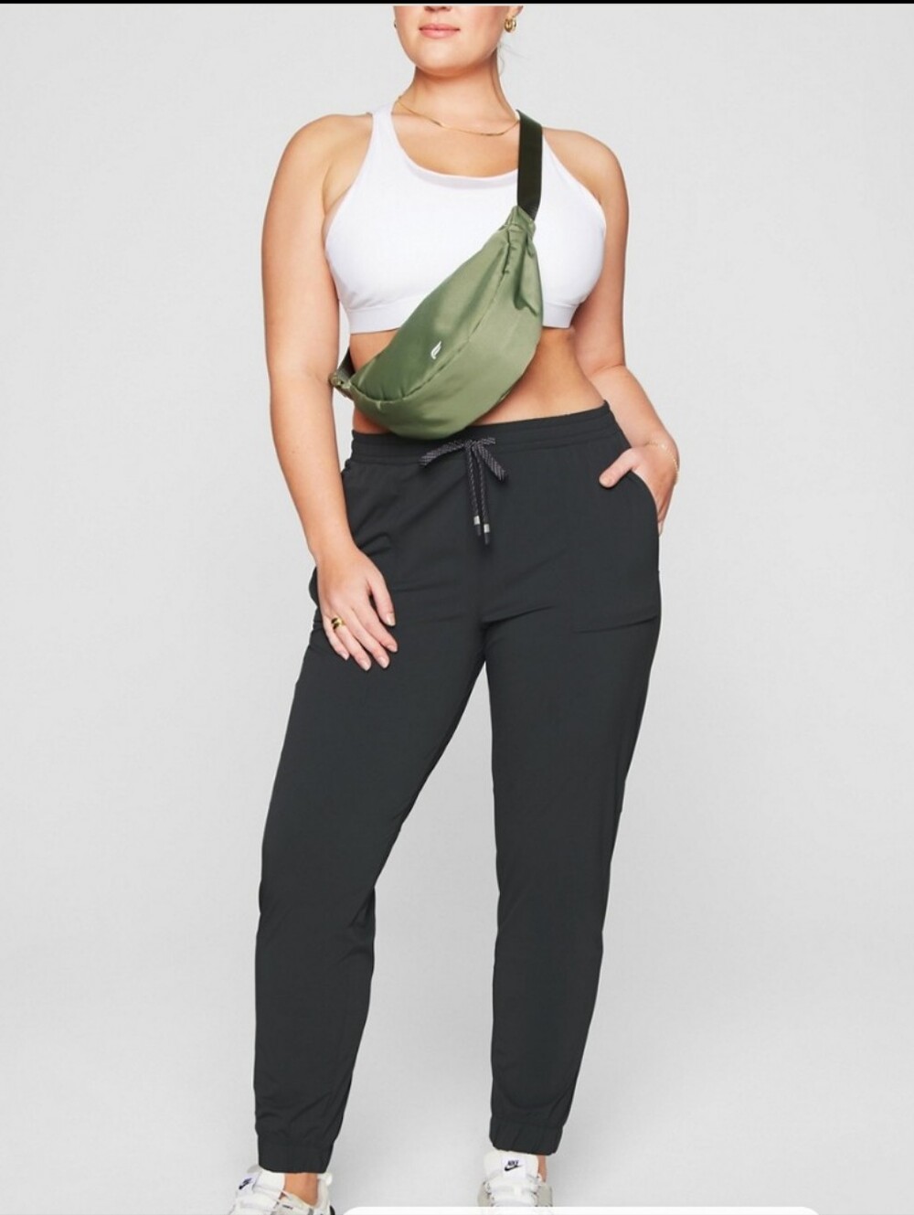 New Fabletics Jogger Women's One Drawstring Pocket Pants Sweatpants Black Sz L